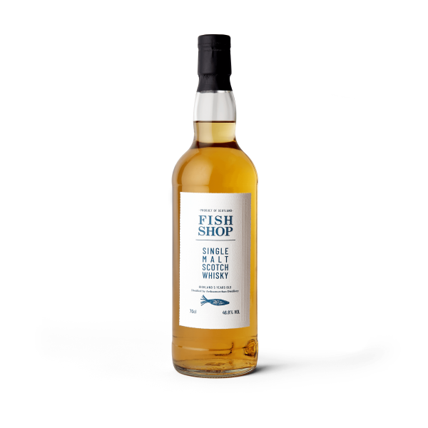 Bottle of fish shop single malt whisky