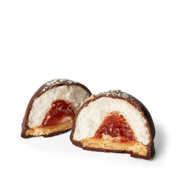 Apricot jam teacake cut open