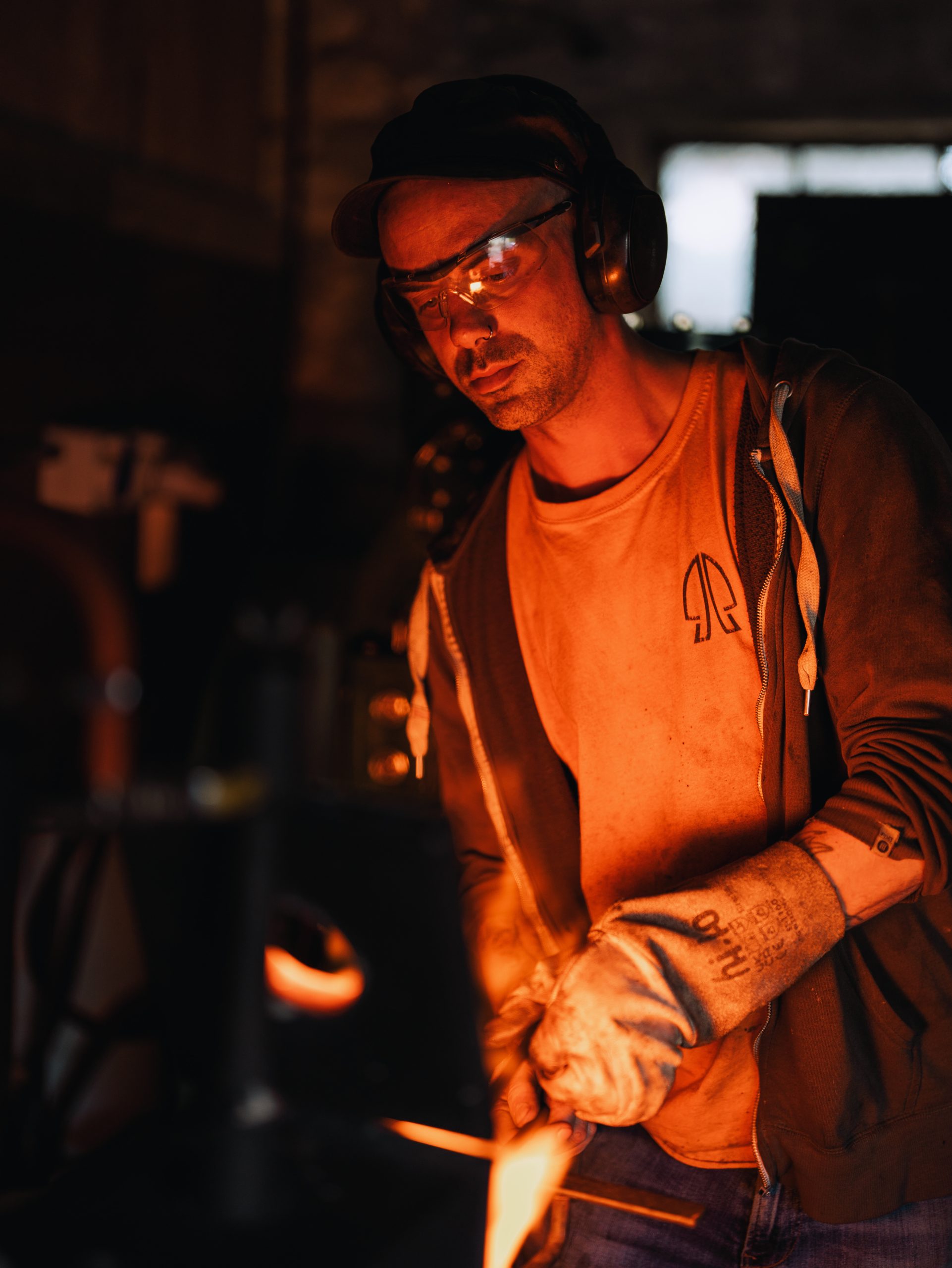 Man forging stainless steel